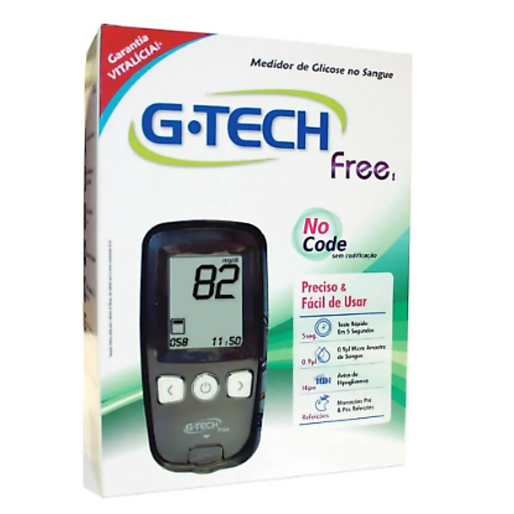 Medidor Glicose G-Tech Free 10tiras+10lancetas+1lancetador