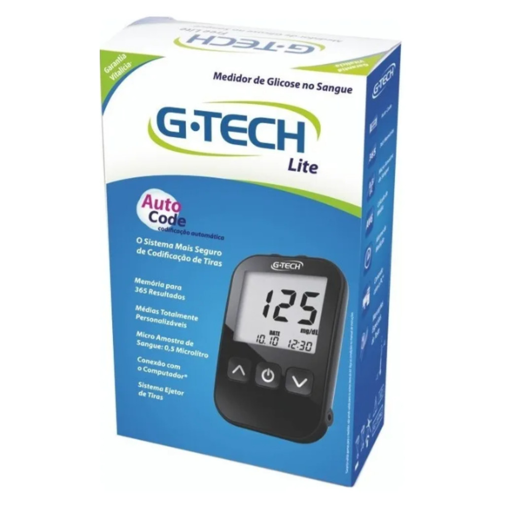 Kit Medidor De Glicose No Sangue + 10 Tiras Lite G-tech