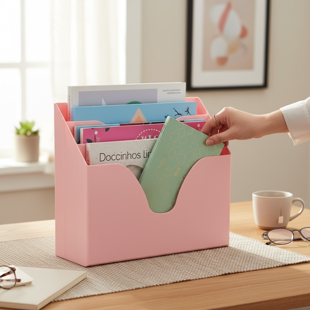 Organizador mesa porta documentos Maxcril 3 Divisórias Triplo Office Escritório livros Waleu