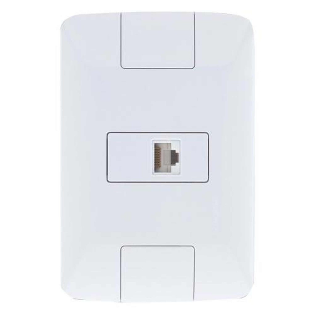 Tomada Fone Americano RJ11 - Conjunto Linha Aria Tramontina - Branco - Modular - Fixação Facilitada