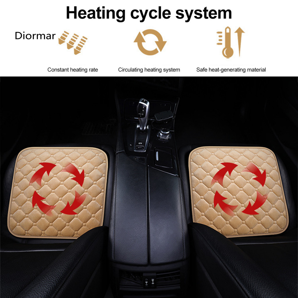 Car Seat Cushion Heater Pad 5v Electric Heating with Plush Cover 3 Temperature Settings Auto Shut-off Portable Warmer fo