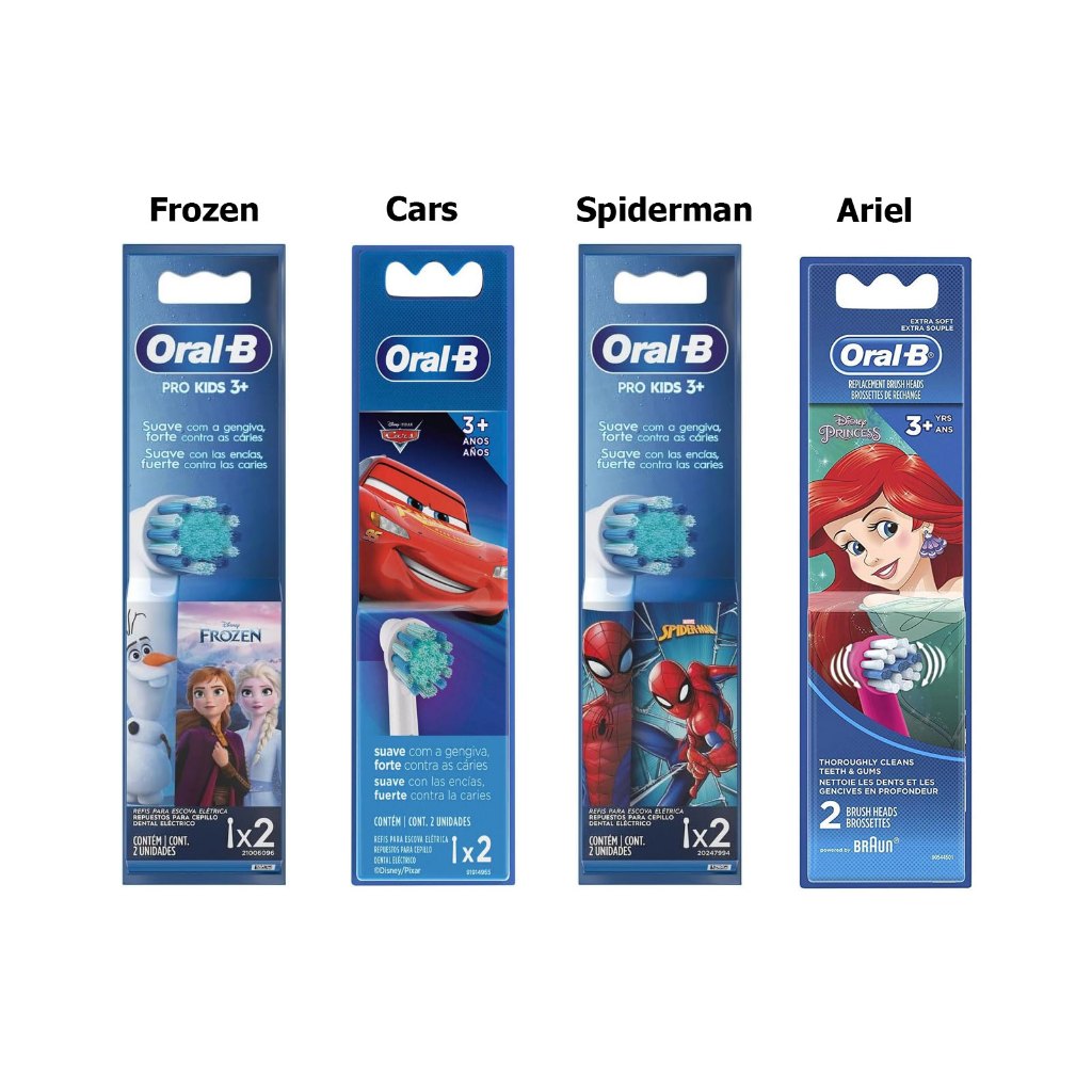 Refil Escova de Dentes Elétrica Infantil - Oral-B Spiderman - Cars - Princess - Frozen