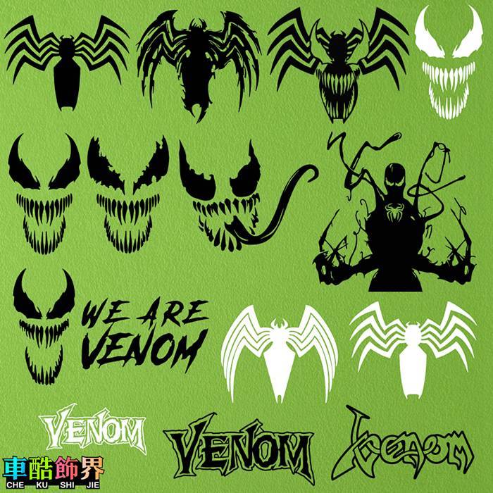 Marvel Comic Hero Poison Venom Spider-Man Car Computer Electric Car Suitcase Waterproof Sticker JDbt