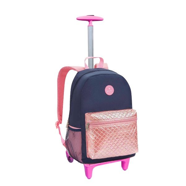 Mochila Rodinha Juvenil Feminina Reforçada Escolar Fast Bag