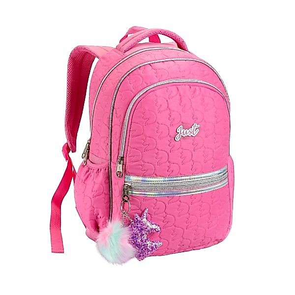 Mochila Costas Juvenil Feminina Pompom Chaveiro Fast Bag