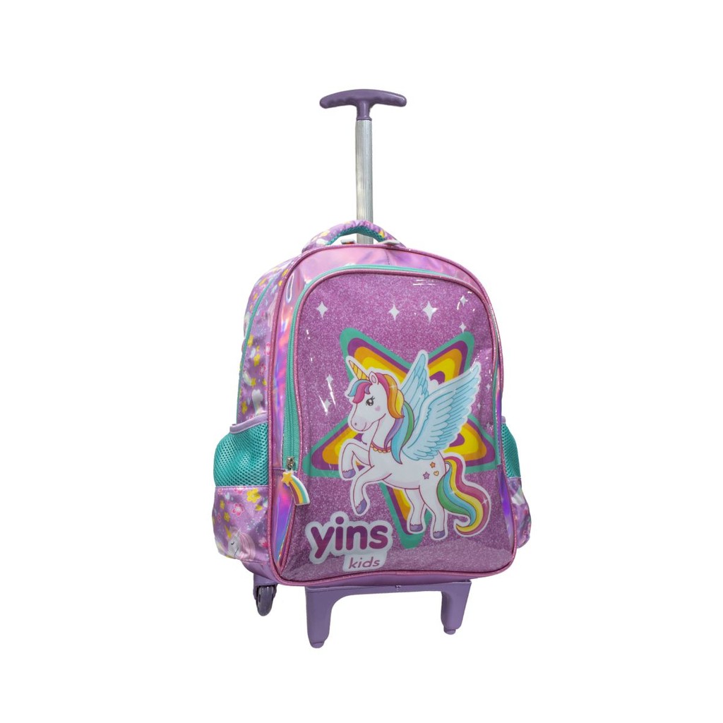 Mochila Rodinha Menina Unicórnio Infantil Escolar Fast Bag