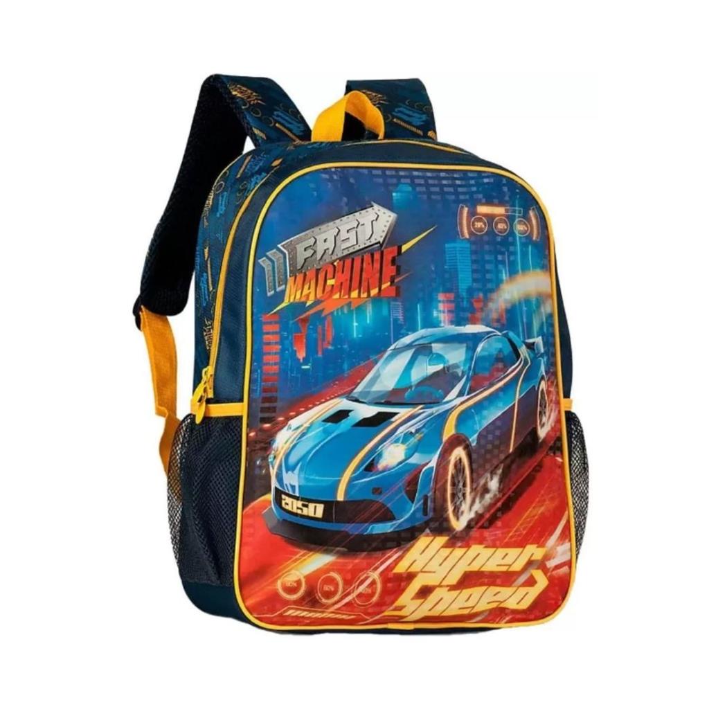 Mochila Bolsa Costas Infantil Escolar Carrinho Fast Machine Irado - Alta Qualidade - Clio