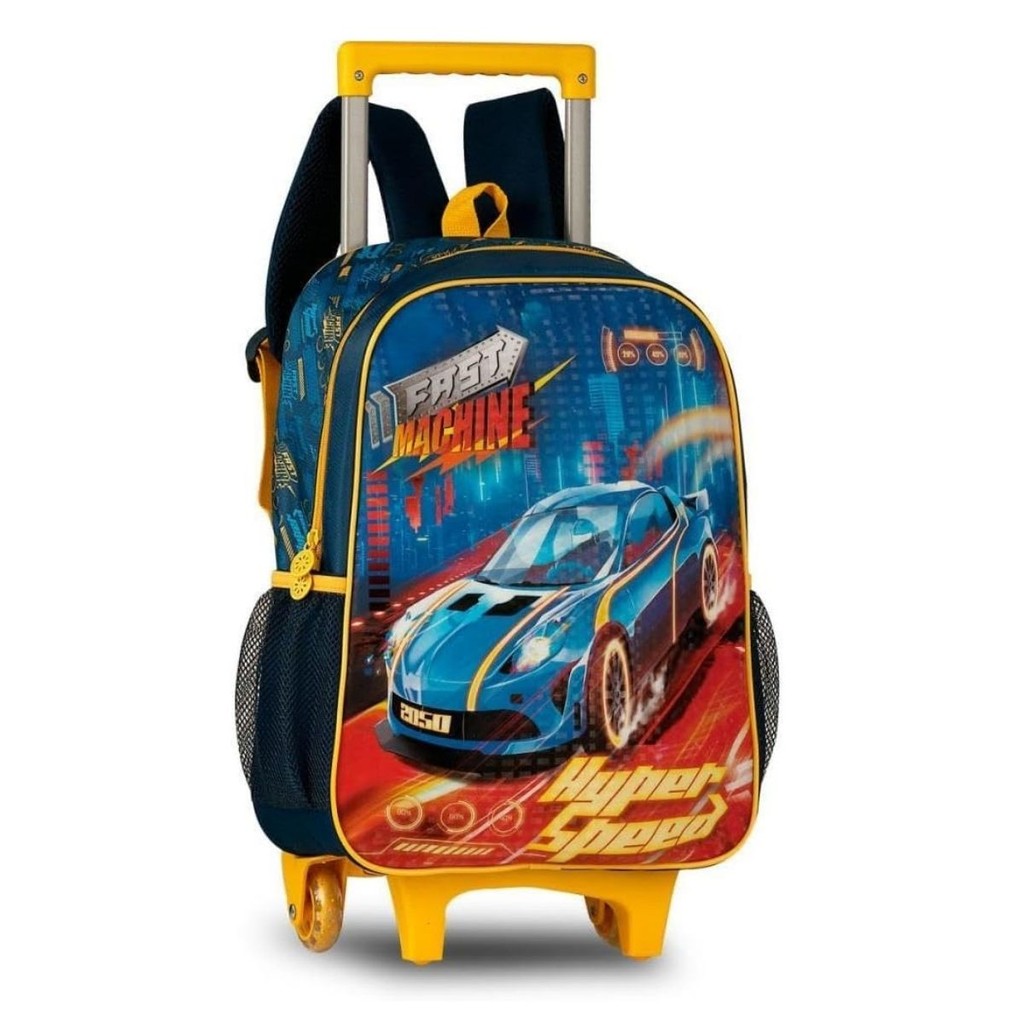 Mochila de Rodinhas Fast Machine Carros Hiper Speed Escolar Infantil - Clio