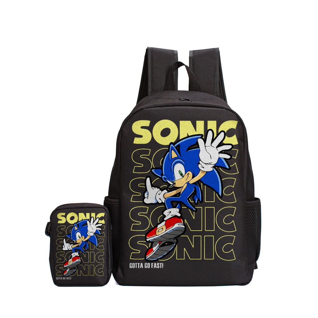 Kit Mochila Bag e Estojo Infantil Sonic Gotta Go Fast