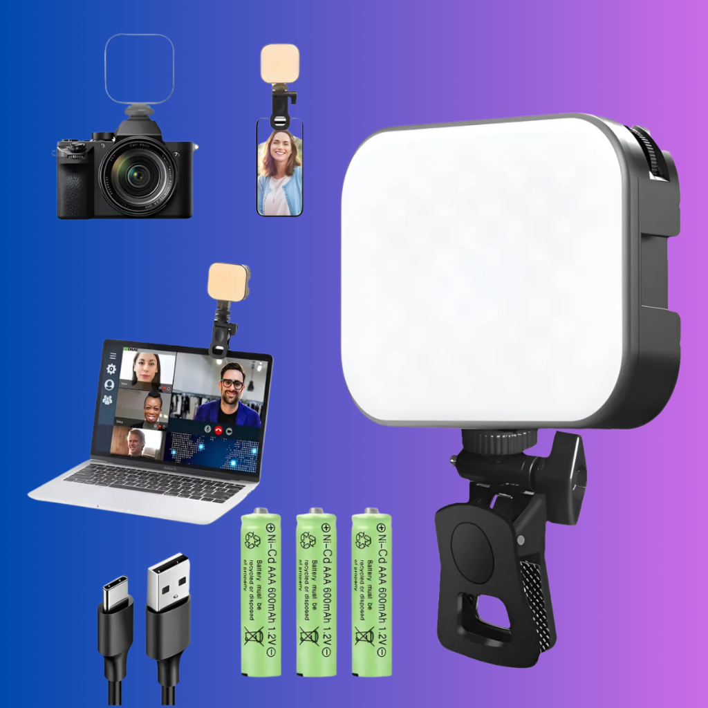 Mini Luz LED Portátil com Clip para Selfie Vídeo Live Foto Celular Câmera Notebook 3 Pilhas AAA