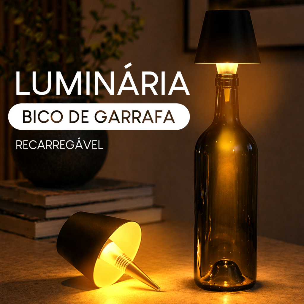 Mini Luminaria Led Portatil Preta Luz Noturna Economica Decorativa
