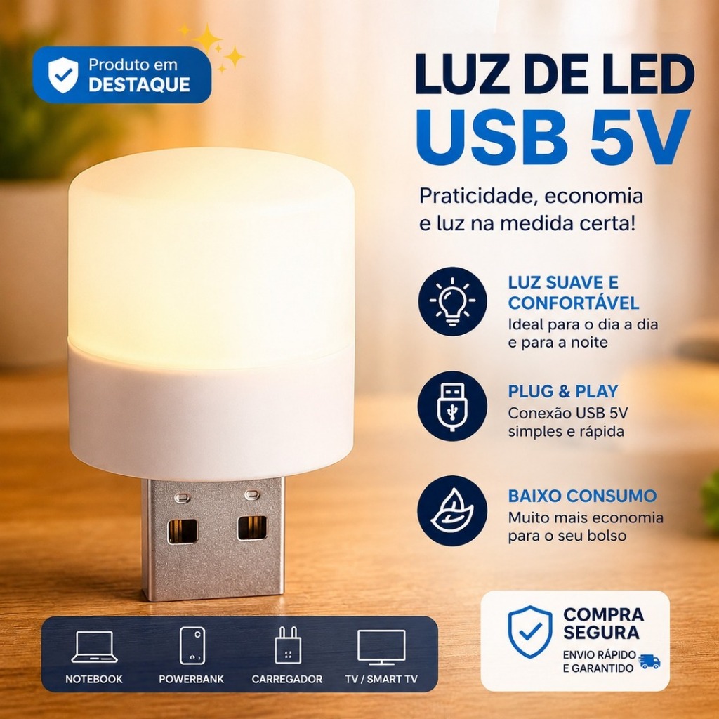 Lâmpada LED Portátil Mini 5V Leitura noturna portátil quarto decoração luz ambiente