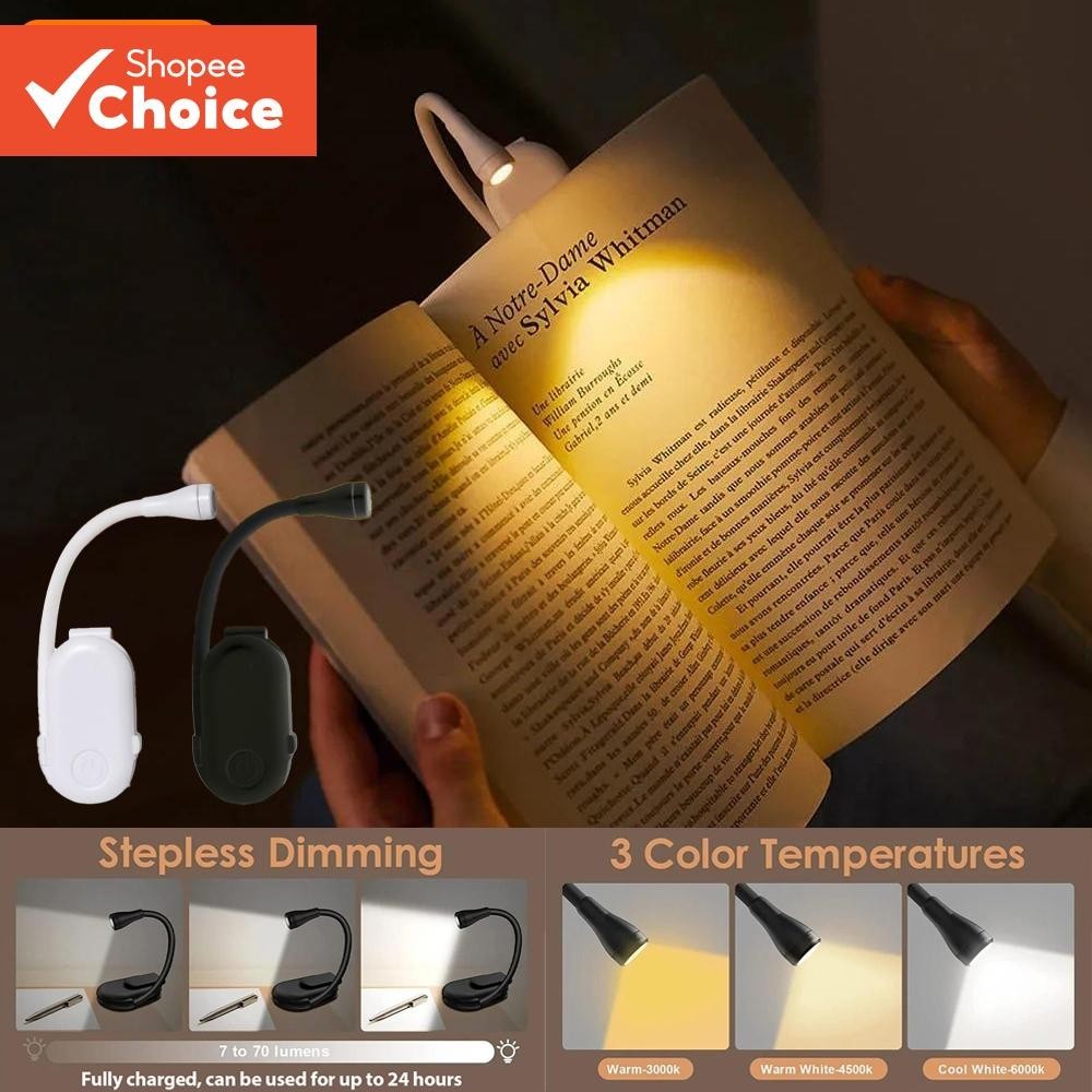 Mini LED Recarregável Para Cuidados Com Os Olhos Clipe Livro Luz Noturna 360 ° De Leitura Ajustável