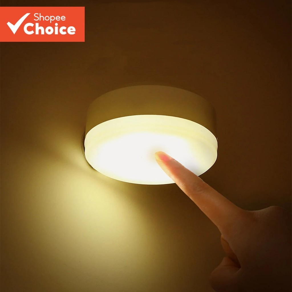 Mini Luz Noturna Redonda-Lâmpada LED Regulável Para Armários De Cozinha , Guarda-Roupas , Escadas E Iluminação De Armári