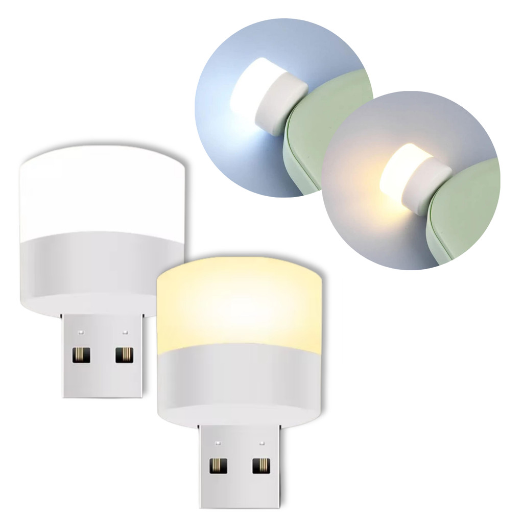 2 Un Mini Luminária USB LED Cor Fria Ou Quente Leitura Noturna Notebook Powerbank