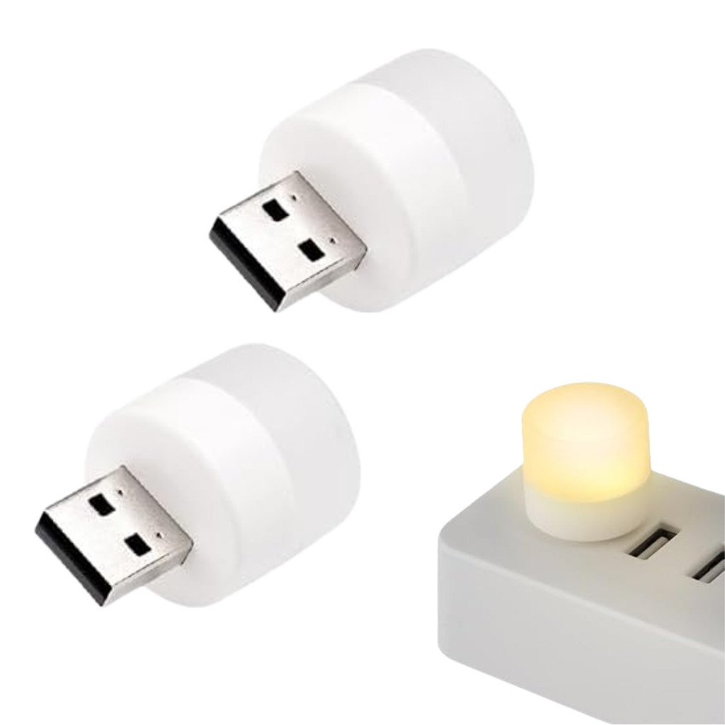 2 Mini Luminária Abajur Lâmpada USB Portátil Ideal Para Leitura Noturna Notebook Powerbank