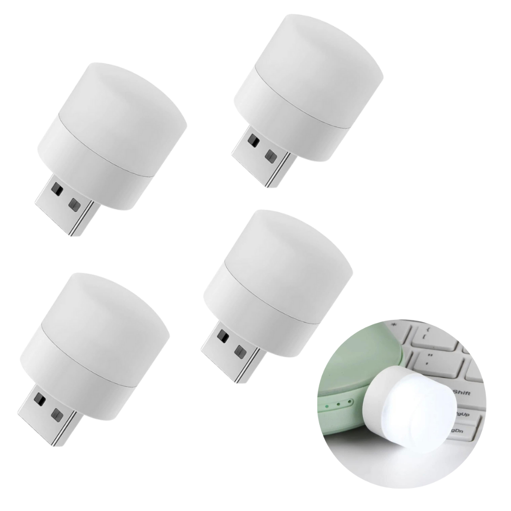 Mini Luminária Luz LED USB Livro Notebook Powerbank Iluminação Ambiente - Escolha A Cor