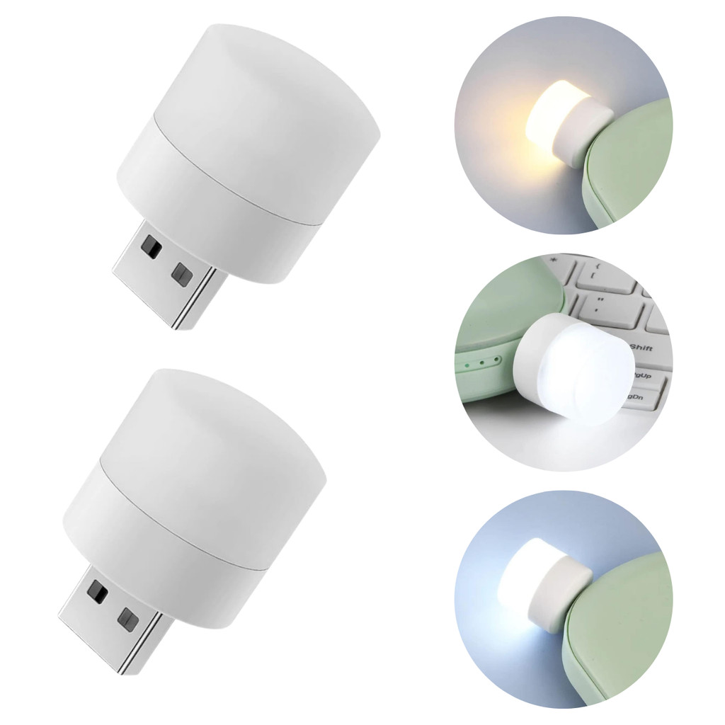 2 Mini Luminária Luz LED USB Livro Notebook Powerbank Iluminação Ambiente - Escolha A Cor