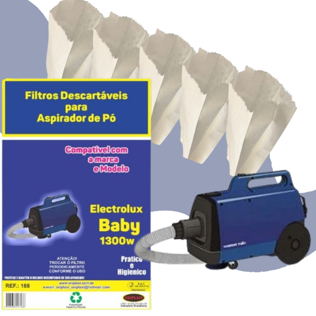 Saco Descartavel para Asp. De Pó Compatível Com Electrolux/Compact 1300 Baby, Baby A150/Baby Compact 300