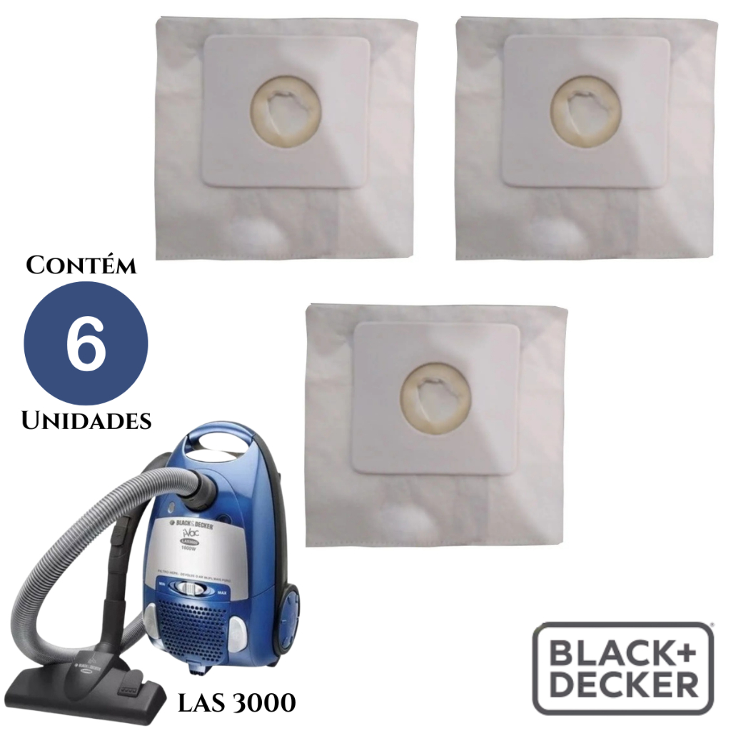 Saco Descartavel para Aspirador De Pó Compatível Com Black Decker Modelo LAS 3000