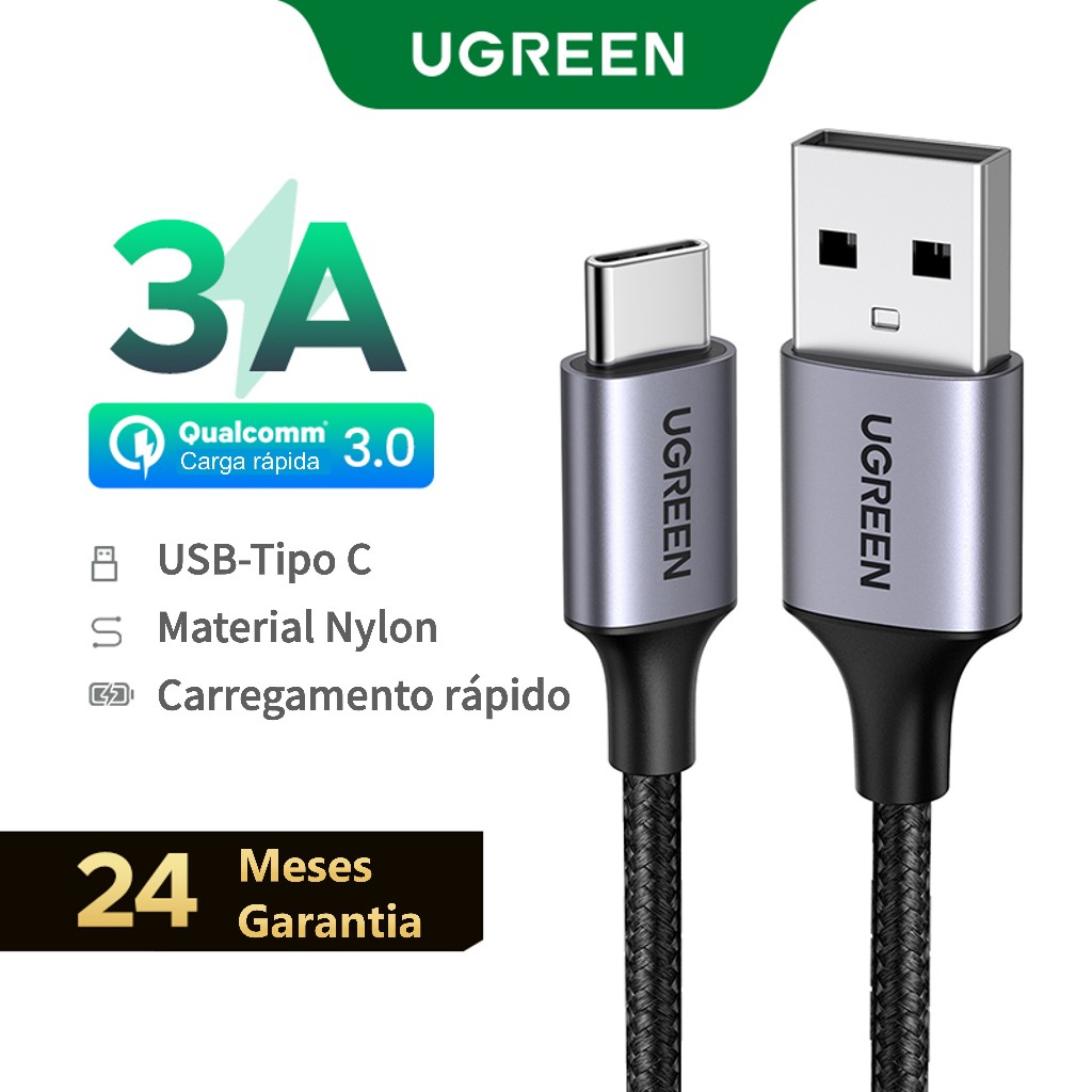 UGREEN USB 3A Type C Cable Support QC 3.0 Fast Charging Cabo Tipo C Nylon Braid Data Cable for Samsung/HUAWEI