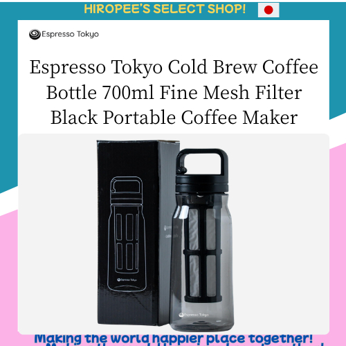 Espresso Tokyo Cold Brew Coffee Bottle 700ml Fine Mesh Filter Black Portable Coffee Maker