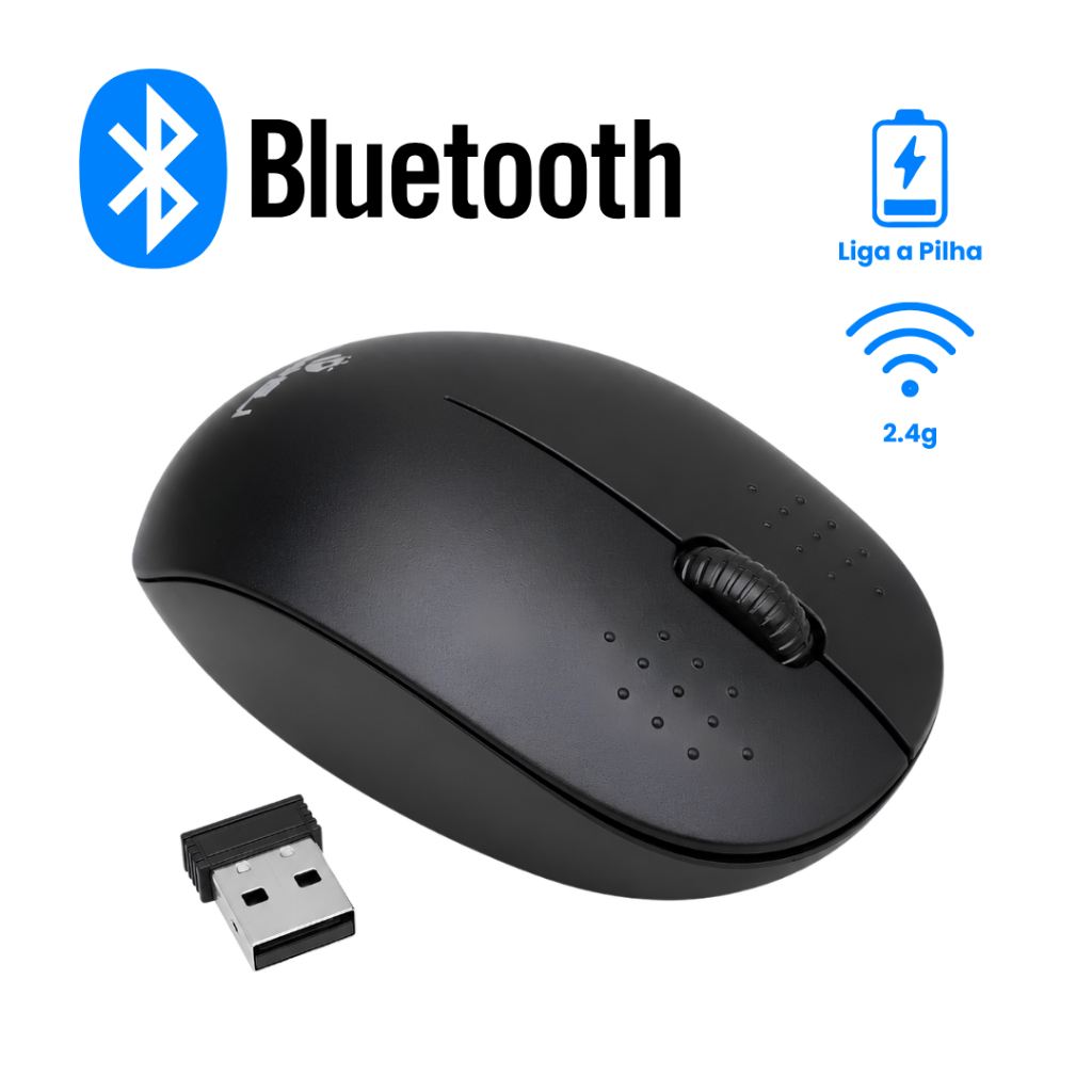 Mouse Wireless Bluetooth Sem Fio Led RGB Recarregável Silencioso