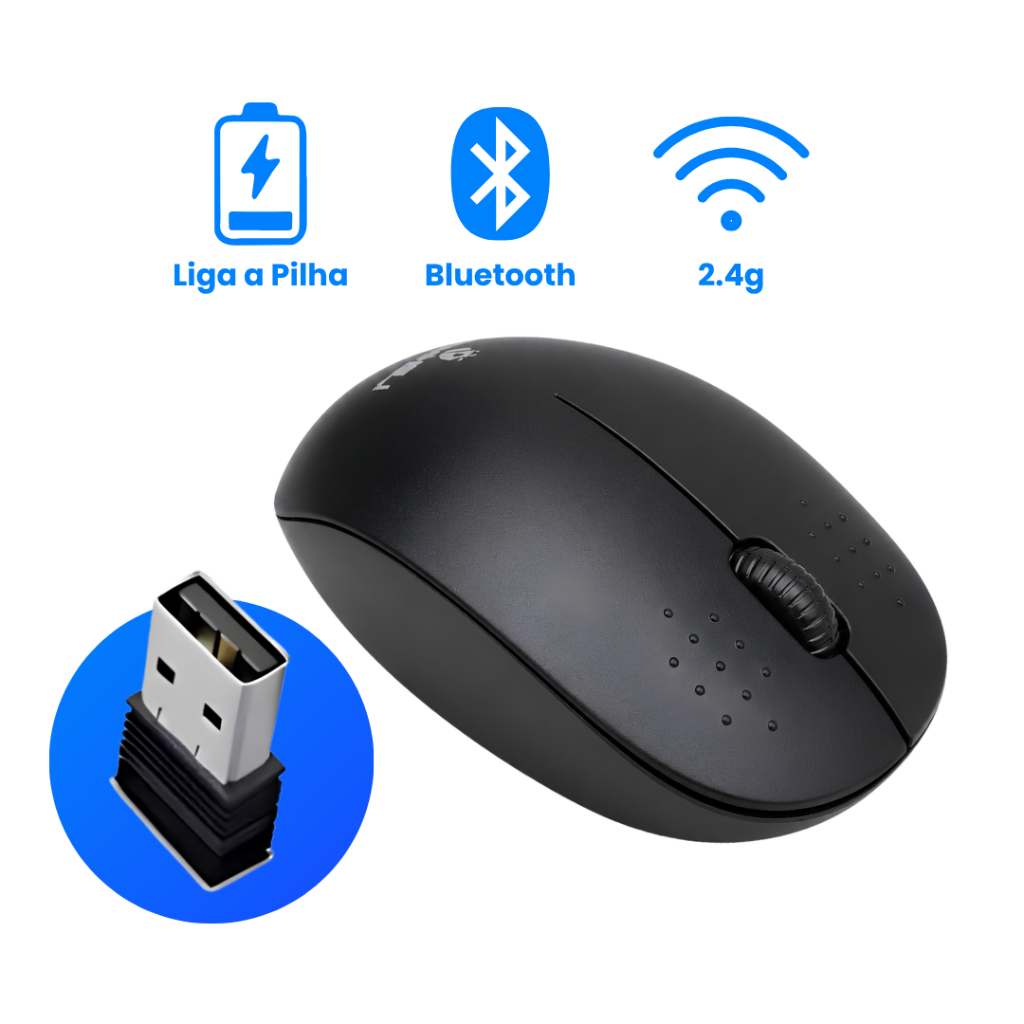 Mouse Wireless Recarregável Led Rgb 2.4 Ghz Sem Fio Gamer Bluetooth USB