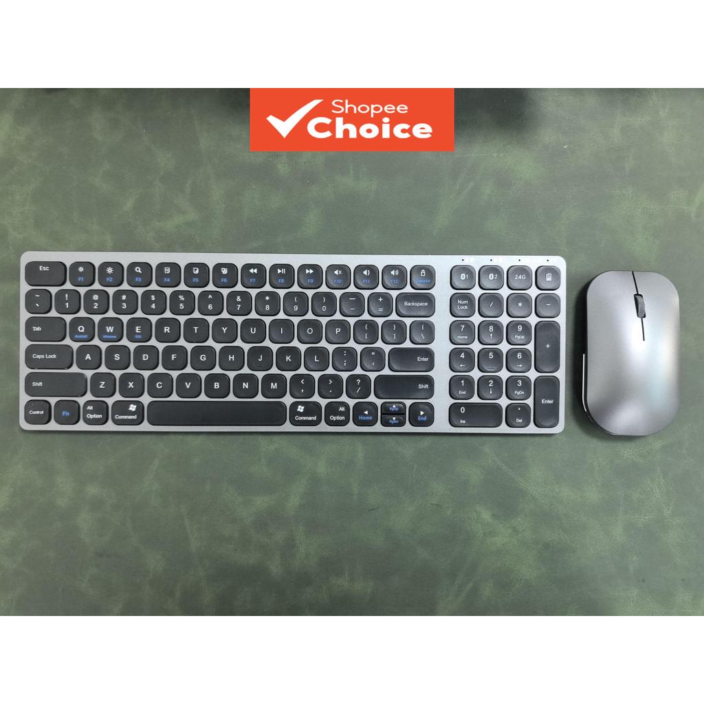 Combo Teclado e Mouse Sem Fio Bluetooth Recarregável com Modo Duplo Mágico Multimídia Ultra Fino Tamanho Completo
