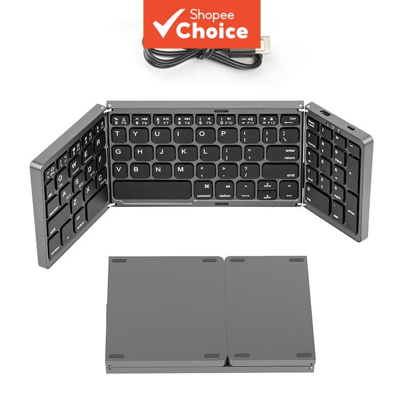JOMAA Teclado portátil de viagem dobrável com Bluetooth mini com bloco numérico sem fio recarregável para vários