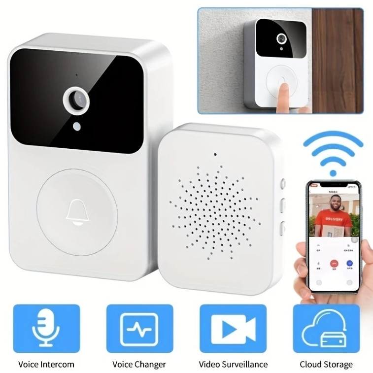 Campainha Com Câmera Vídeo Sem Fio Wi-Fi HD Inteligente Smart Home Recarregável