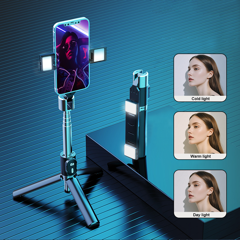 TOILEUM Bastão de Selfie Bluetooth para Smartphone de 1m de Altura em Aço Inoxidável com Tripé Metálico Wireless
