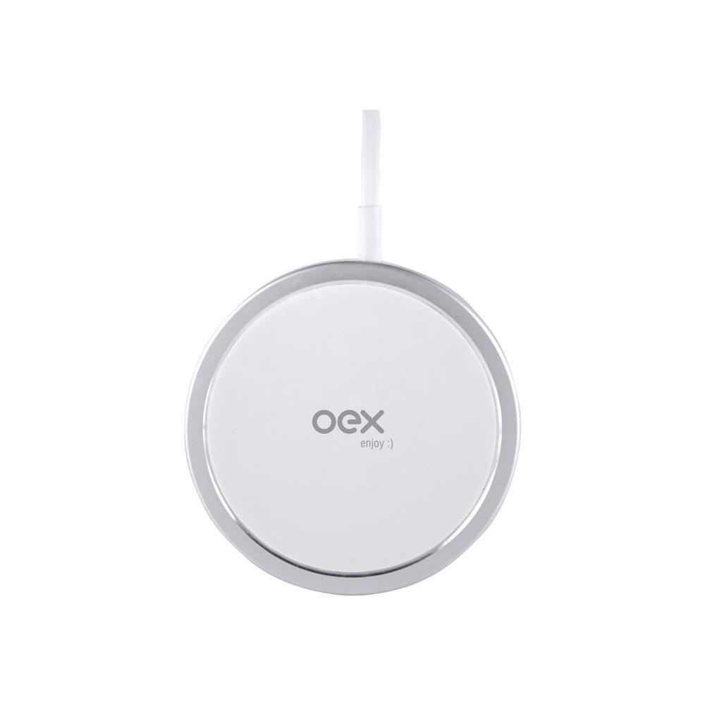 Carregador por Indução Wireless OEX Branco para Celular e Smartphone