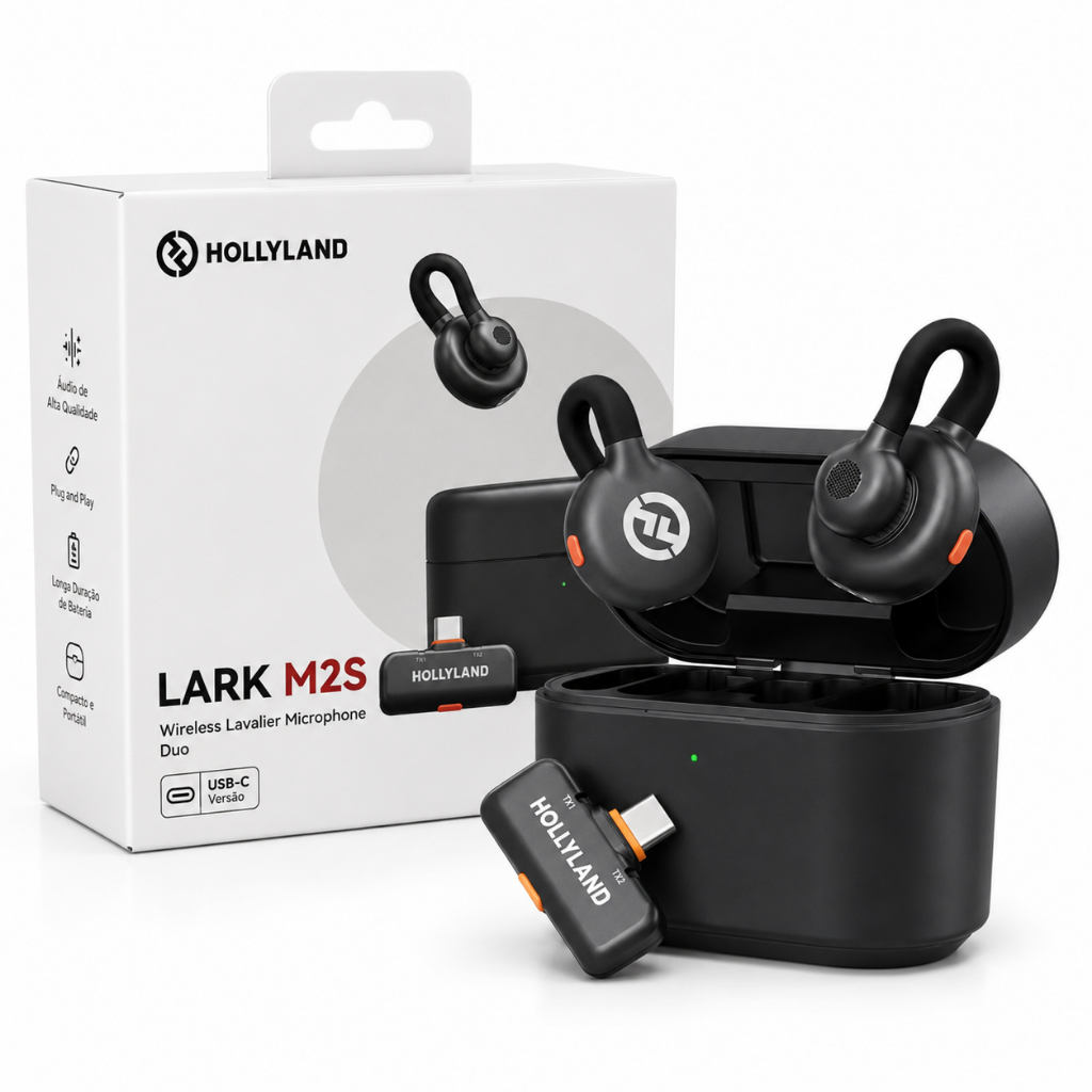 Microfone Hollyland Lark M2s Duo Usb-c Duplo P/ 2 Pessoas Co Preto