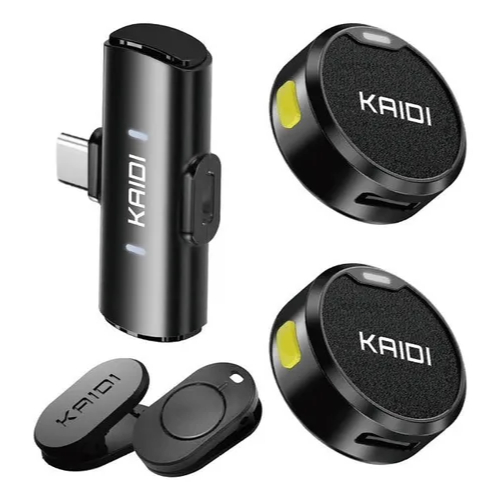 Microfone Duplo Sem Fio Wireless USB-C para Celular Smartphone Lapela Gravação Vídeo Live Podcast Entrevista