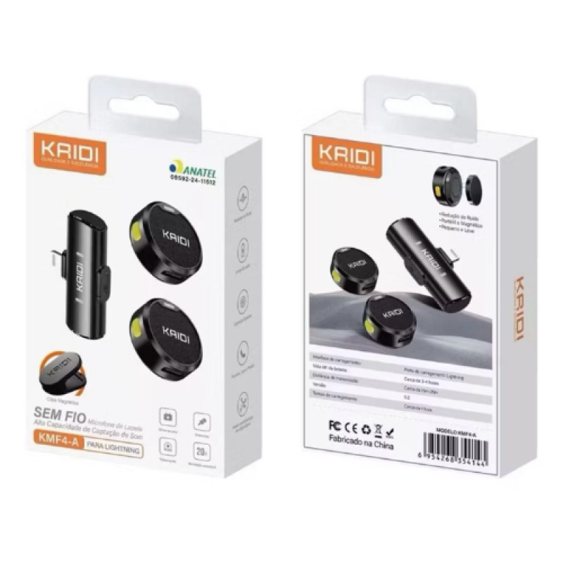 Microfone Duplo Kaidi Kmf4-c Wireless Usb-c Para Smartphones Iphone