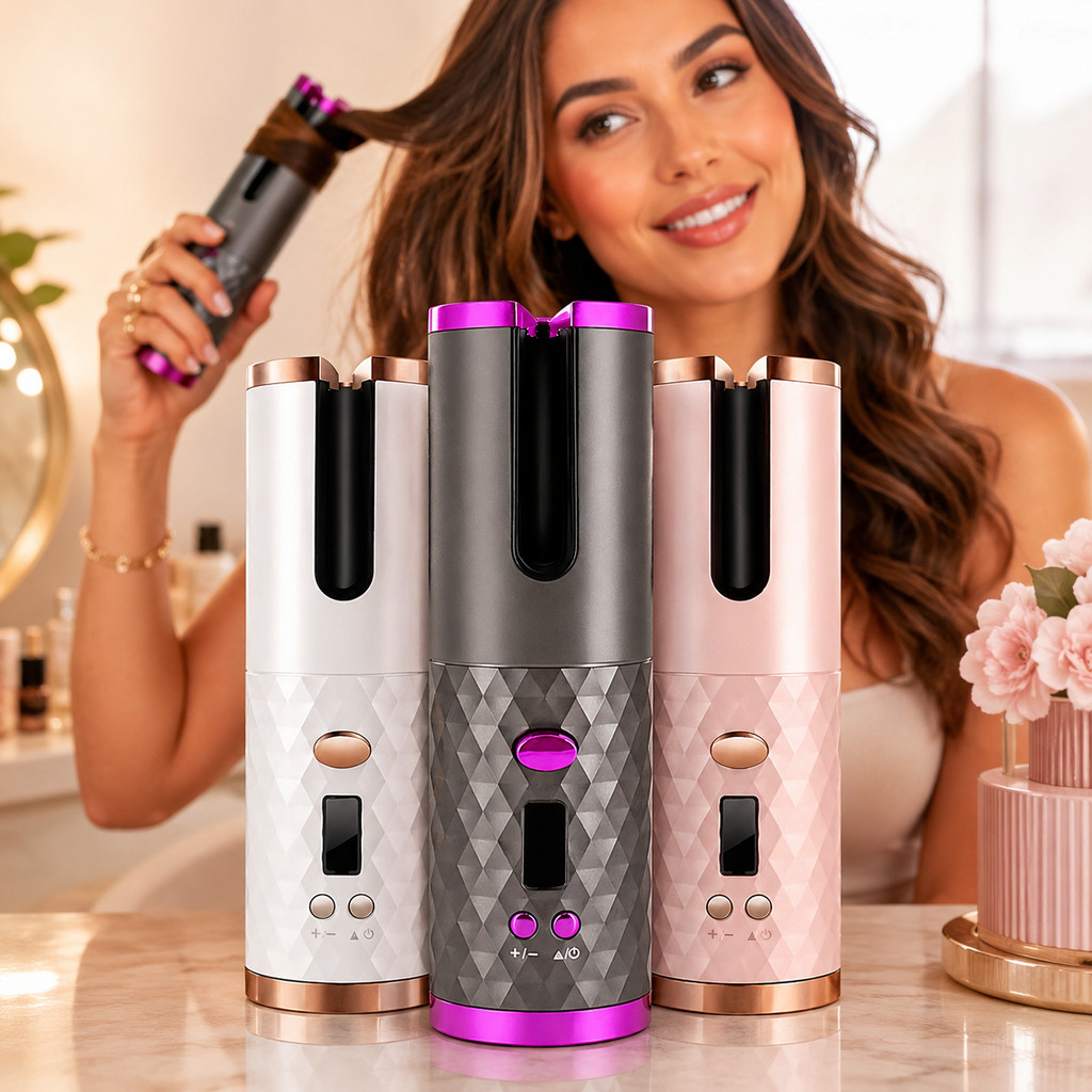 Cordless Curling Iron Automatic Curling Iron Ceramic Display Hair Styling Rechargeable ANJGG BRASIL