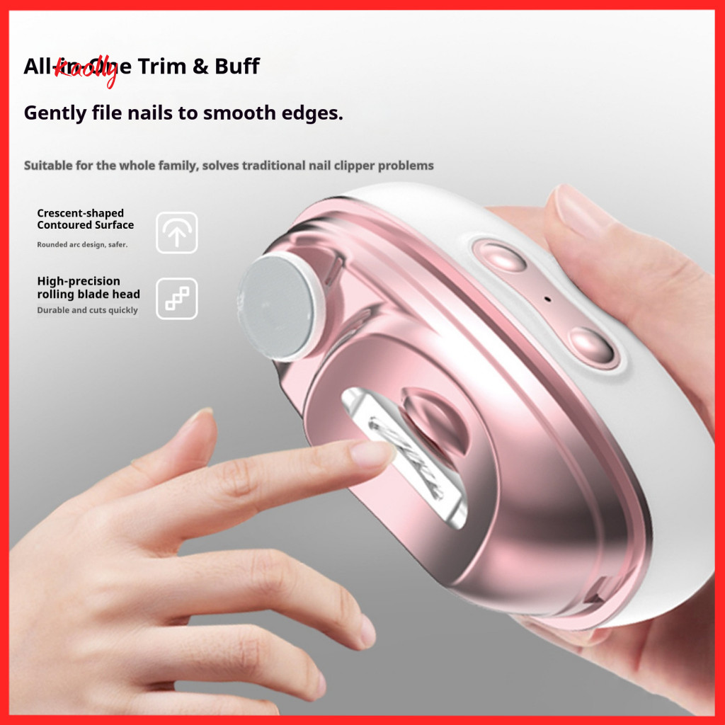 Nail Clipper with Led Light Usb Rechargeable Electric Grinder Portable Automatic Trimmer Ergonomic Design for Precise Gr