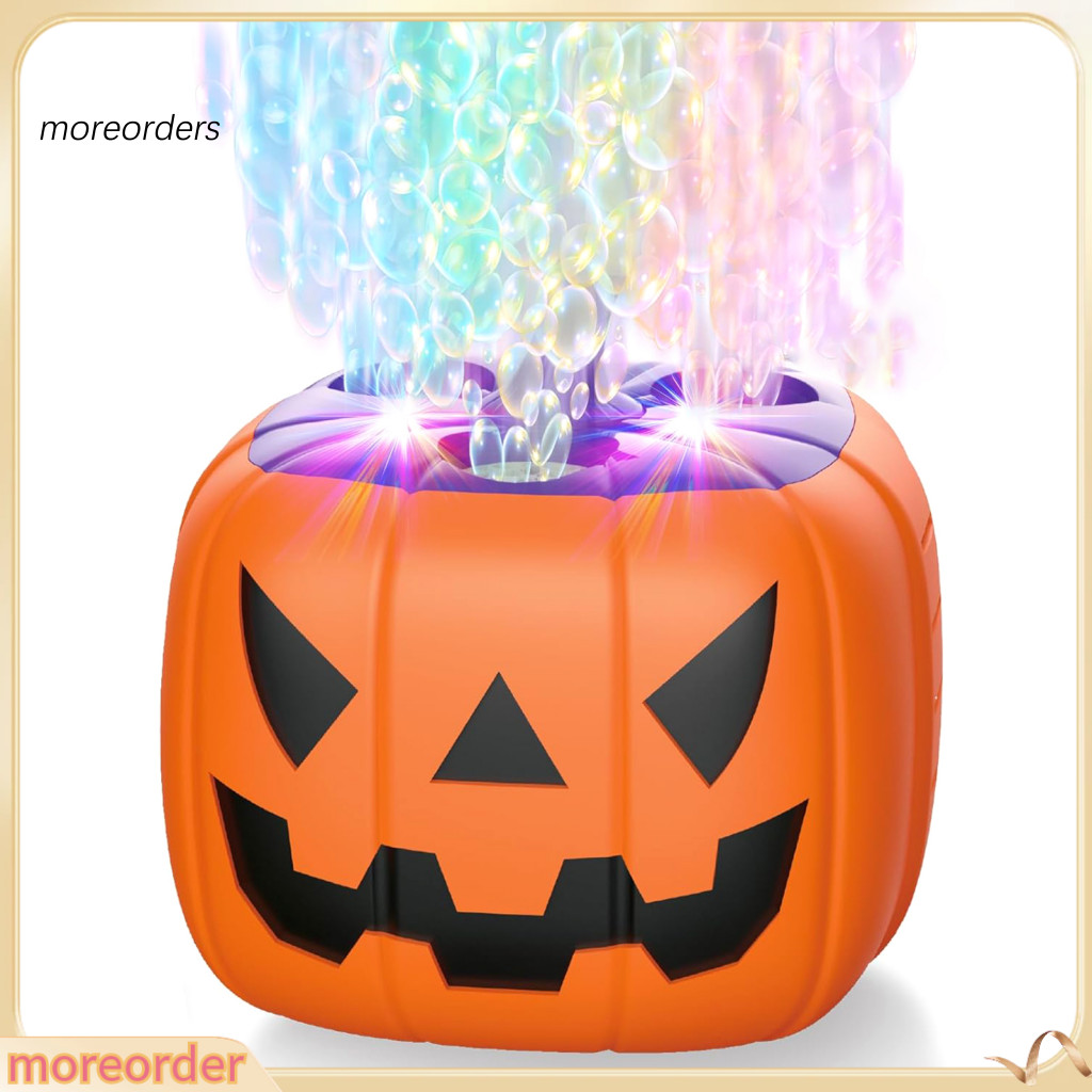 Halloween Pumpkin Bubble Machine with Music Led Lights Rechargeable Automatic Blower Toy for Kids Perfect Party Favor Ou