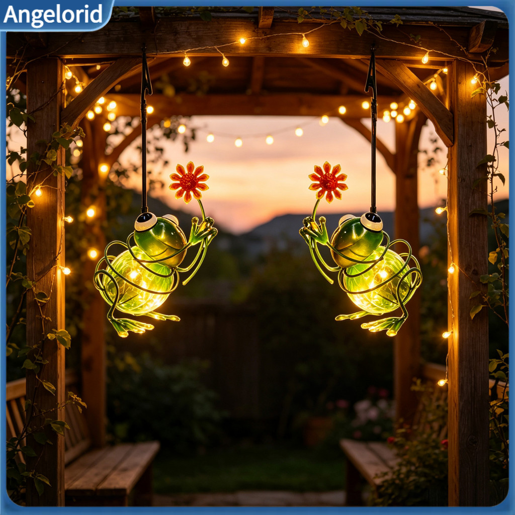 Automatic Dusk to Dawn Lamps Outdoor Solar Hanging Lights Frog Garden Light Waterproof Ip65 Led Metal Sculpture Lamp for
