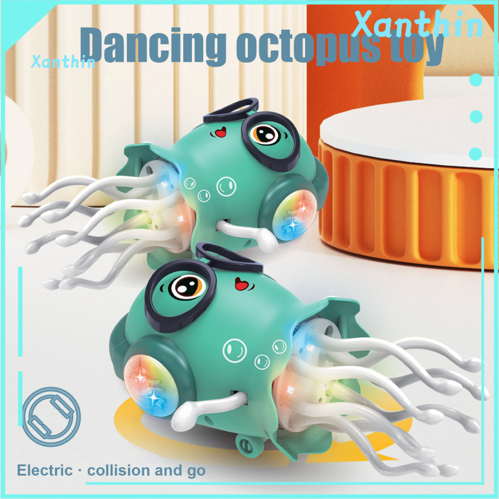 Dancing Octopus Toy Automatic Navigation Pet Electric Crawling with Led Lights Music – Twisting Rotating for Cats and