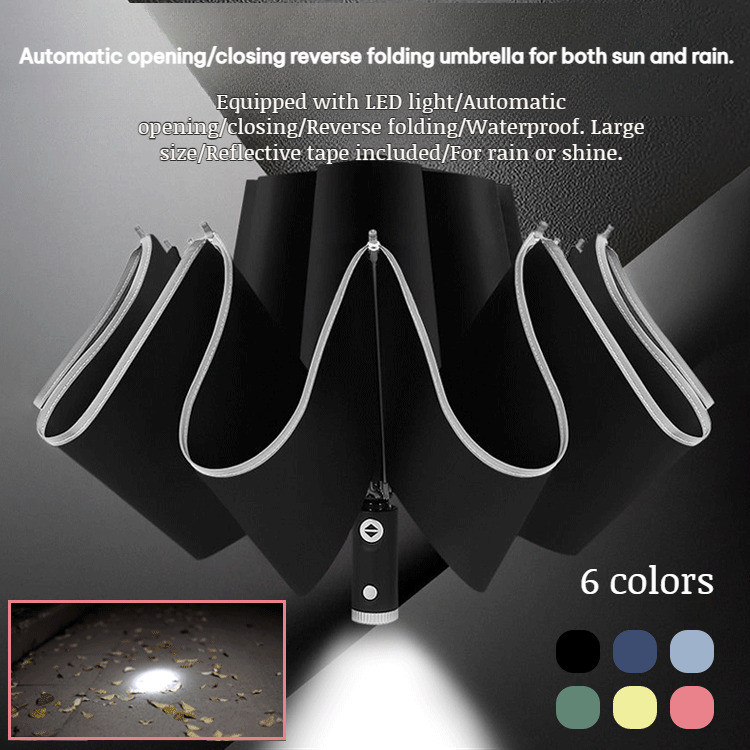 【Proteção Contra UV】Factory Price Fully Automatic Reverse Umbrella with Light/Chuva/Sol/LED