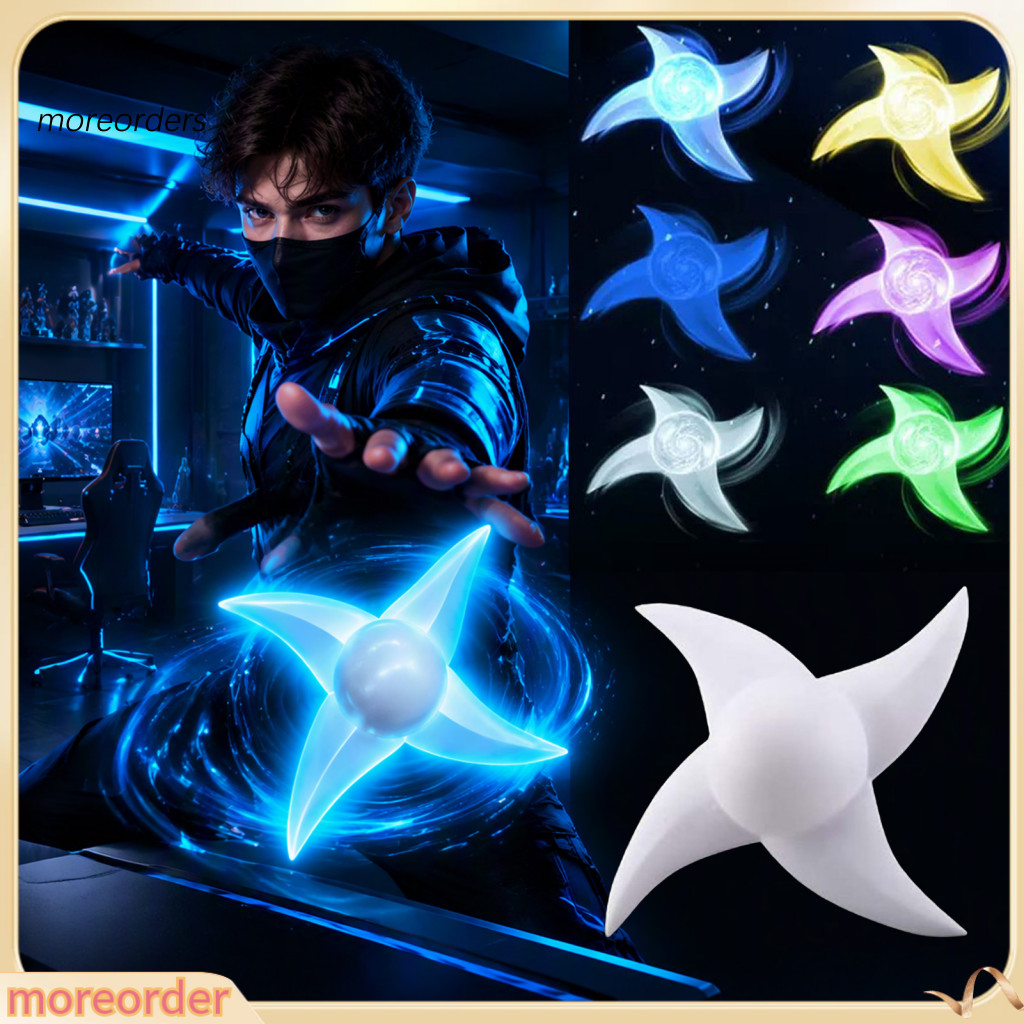 1 or 2 Pcs Led Light-up Rotating Ninja Shuriken Toy Glowing 4-blade Spinner with Rgb Lights Cosplay Prop for Halloween P