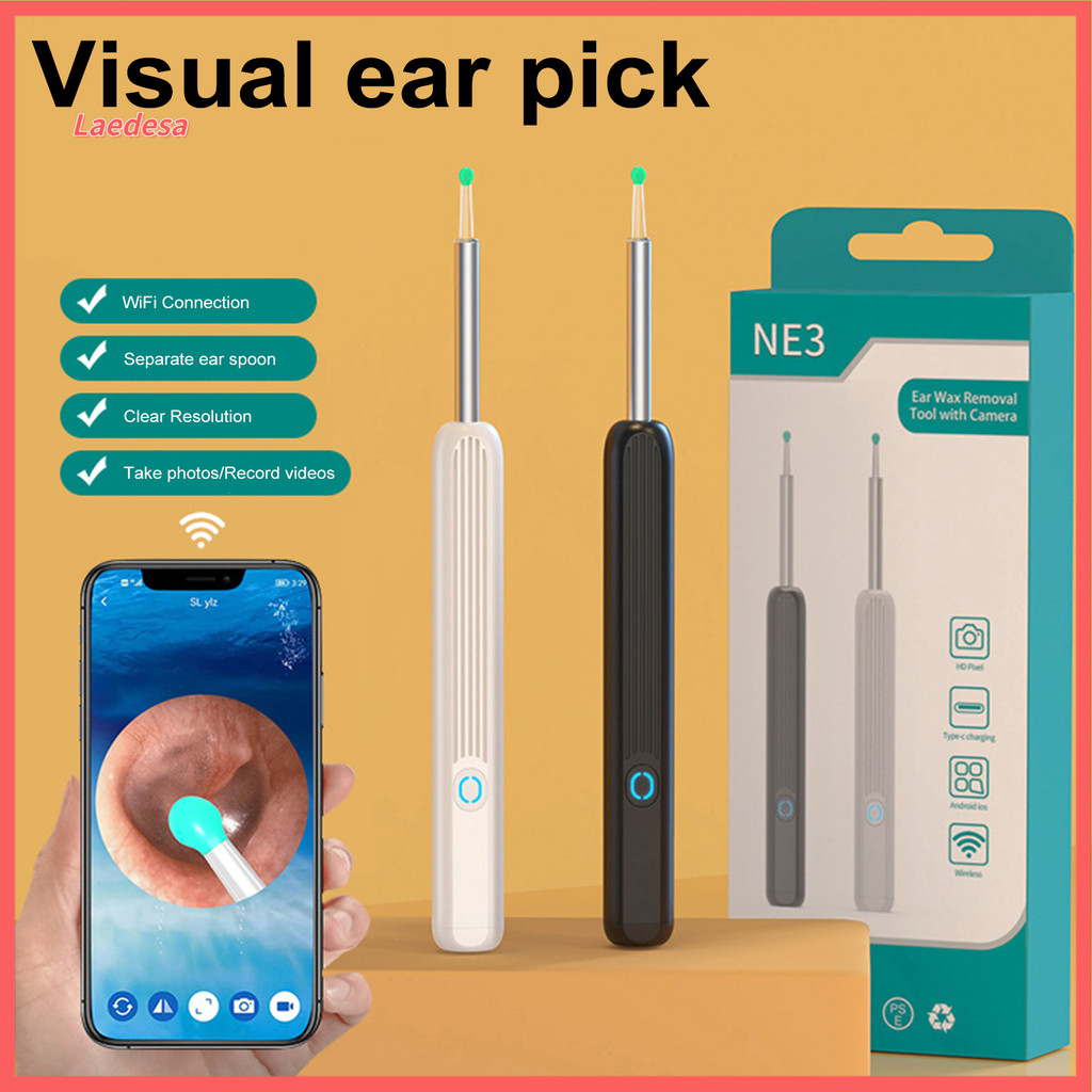 Laedesa Wireless WiFi Câmera De Remoção De Cera De Ouvido Kit De Limpeza Otoscópio Recarregável Ferramenta Para Adultos