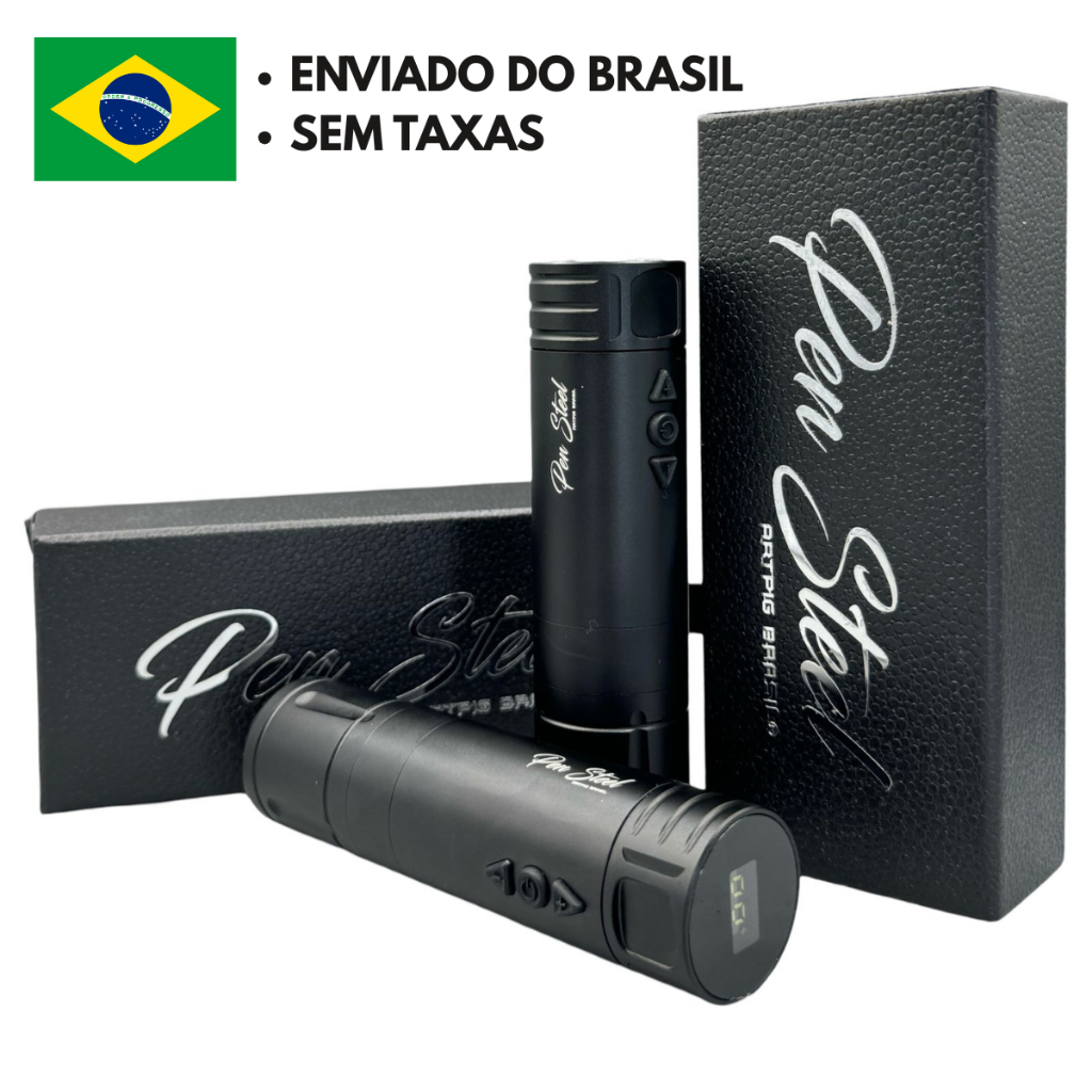 Pen Rotativa Steel Wireless ArtPig – Sem Fio para Tatuagem e Micropigmentação – Bateria Acoplada