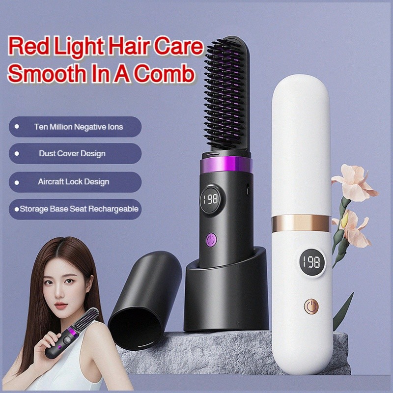 [LCD e USB] [Recargable] Wireless Curling Brush Hair Styler Tool Íon Negativo/Escova/Cabelo