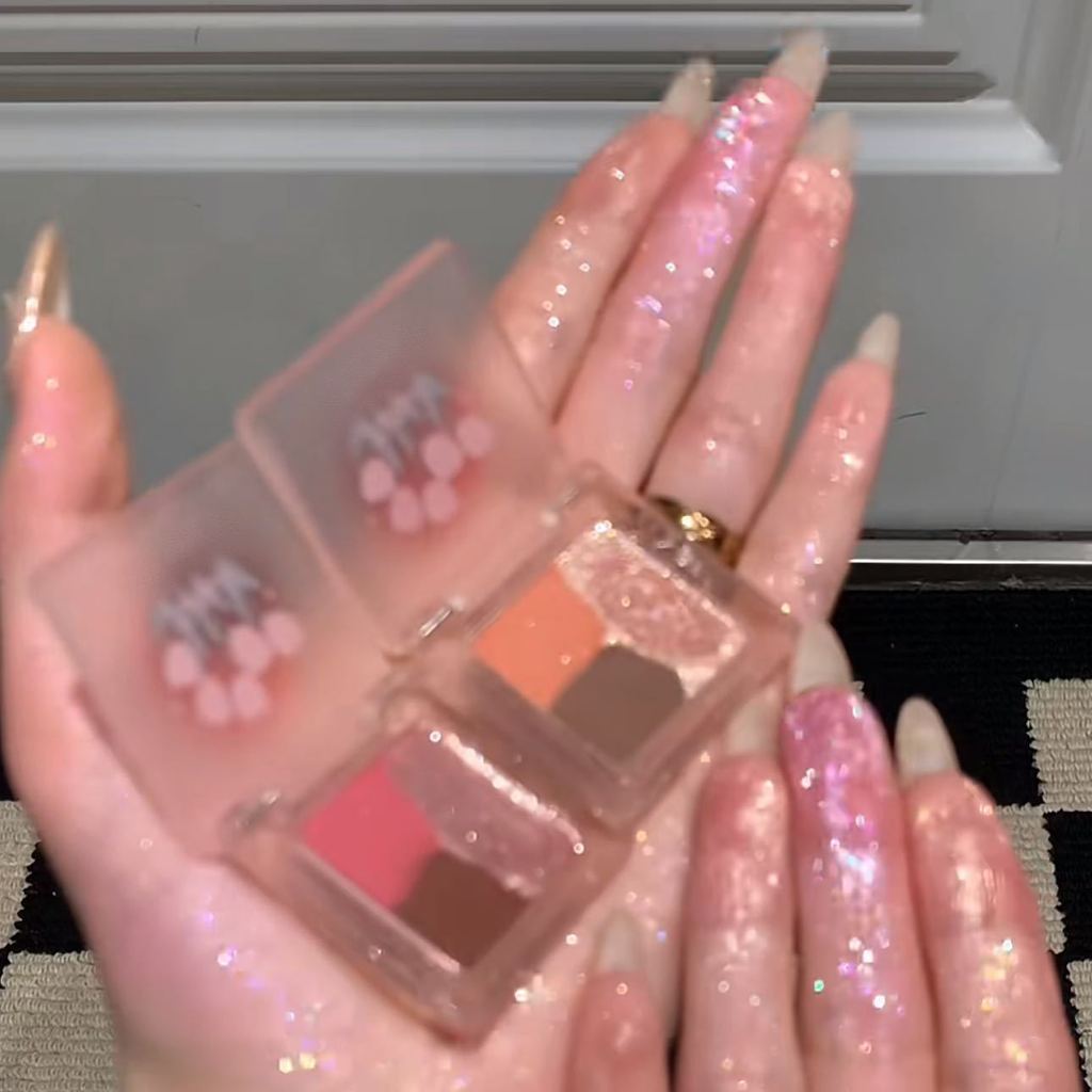 Mini paleta de sombras de três cores fosco perolado piscando maquiagem de longa duração não é fácil de voar pó iluminar