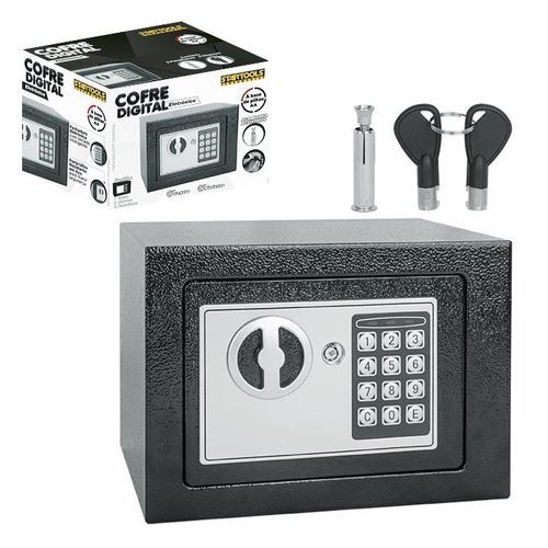 Cofre Digital Eletronico Seguro Com Teclado Senha Chave Portatil Preto