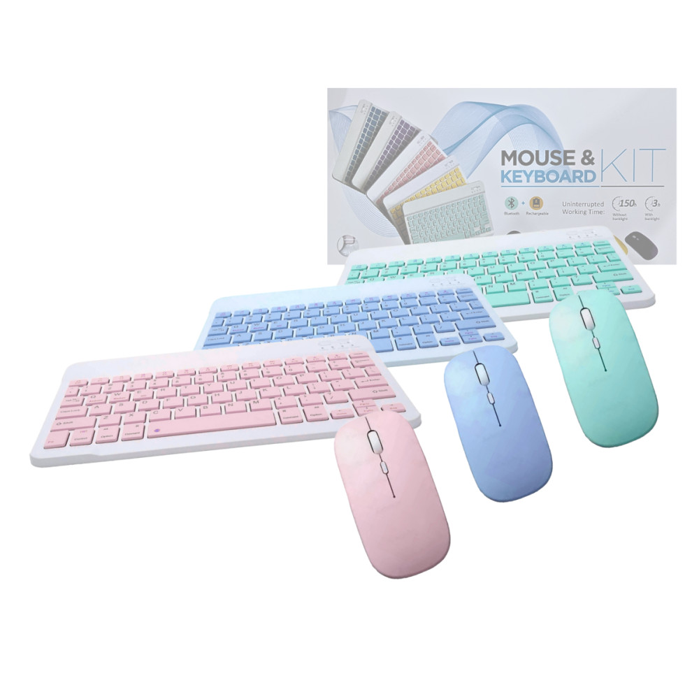 Teclado e Mouse COLOR Sem Fio Ultra Fino Portátil Bluetooth GoldenUltra JP-MKL
