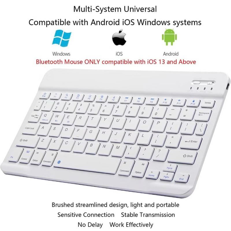 Conjunto de Teclado e Mouse sem fio Bluetooth IPAD e teclado leve e portátil